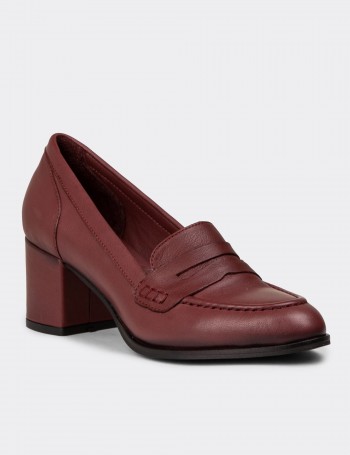 Women's Burgundy Leather Moccasins