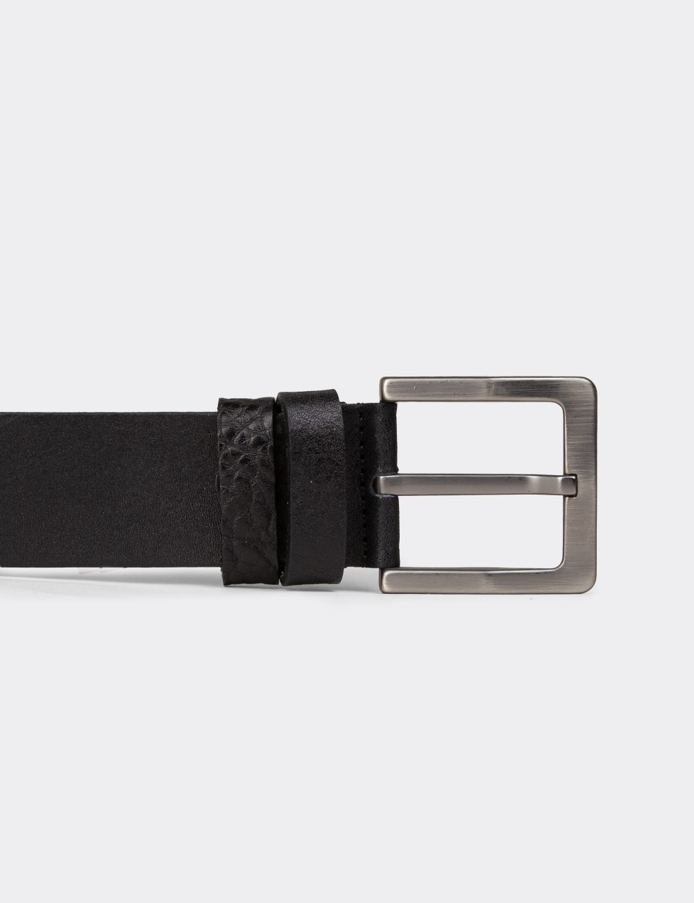 Leather Black Men's Belt - TB001MSYHW01