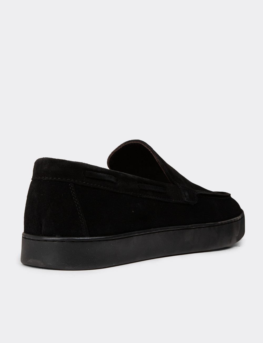 Men's Black Suede Leather Slip-On Shoes - 01993MSYHC01 Men's Black Suede Leather Slip-On Shoes - 01993MSYHC01
