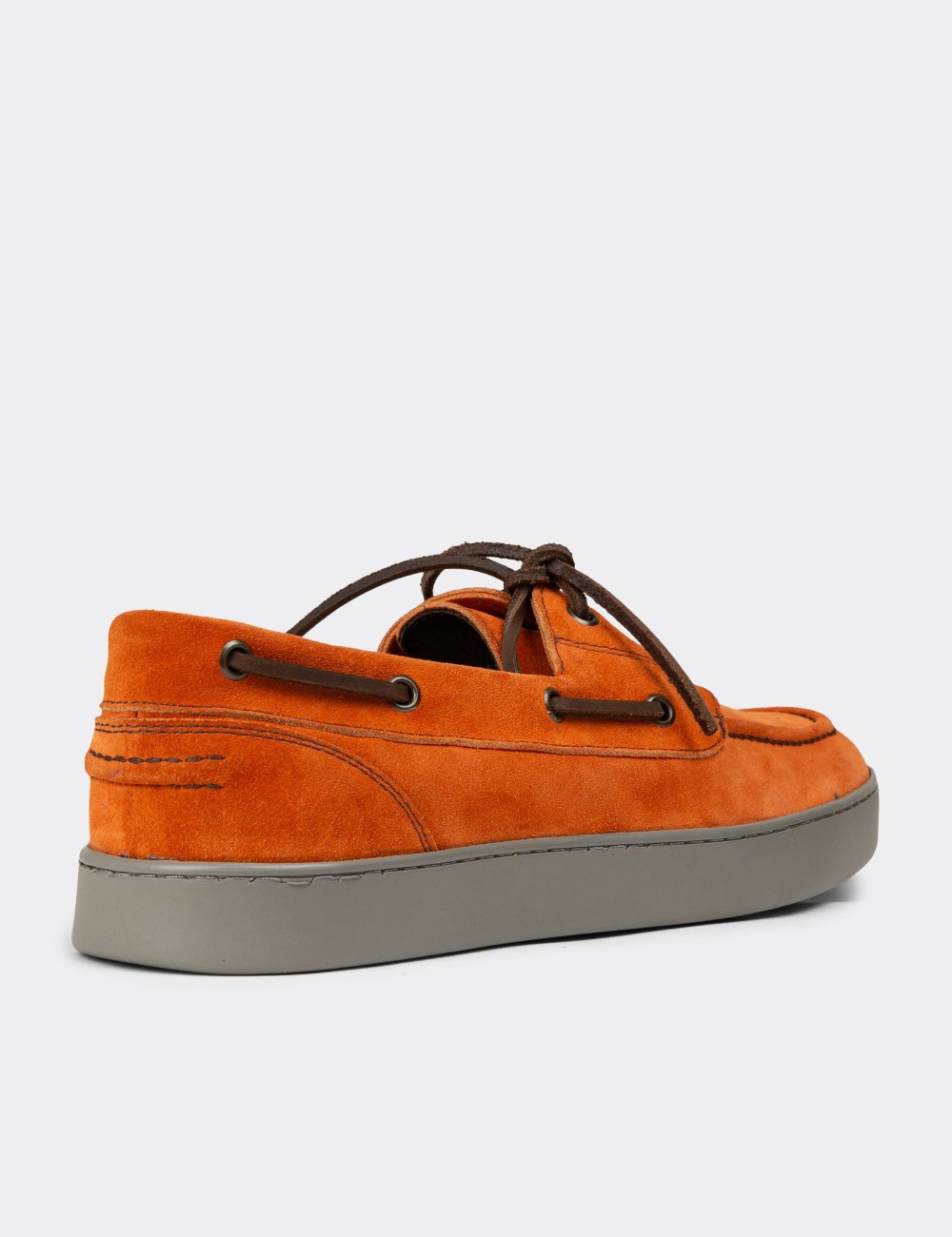 Men's Orange Suede Leather Nautical Lace-up Shoes - 01952MTRCC01 Men's Orange Suede Leather Nautical Lace-up Shoes - 01952MTRCC01