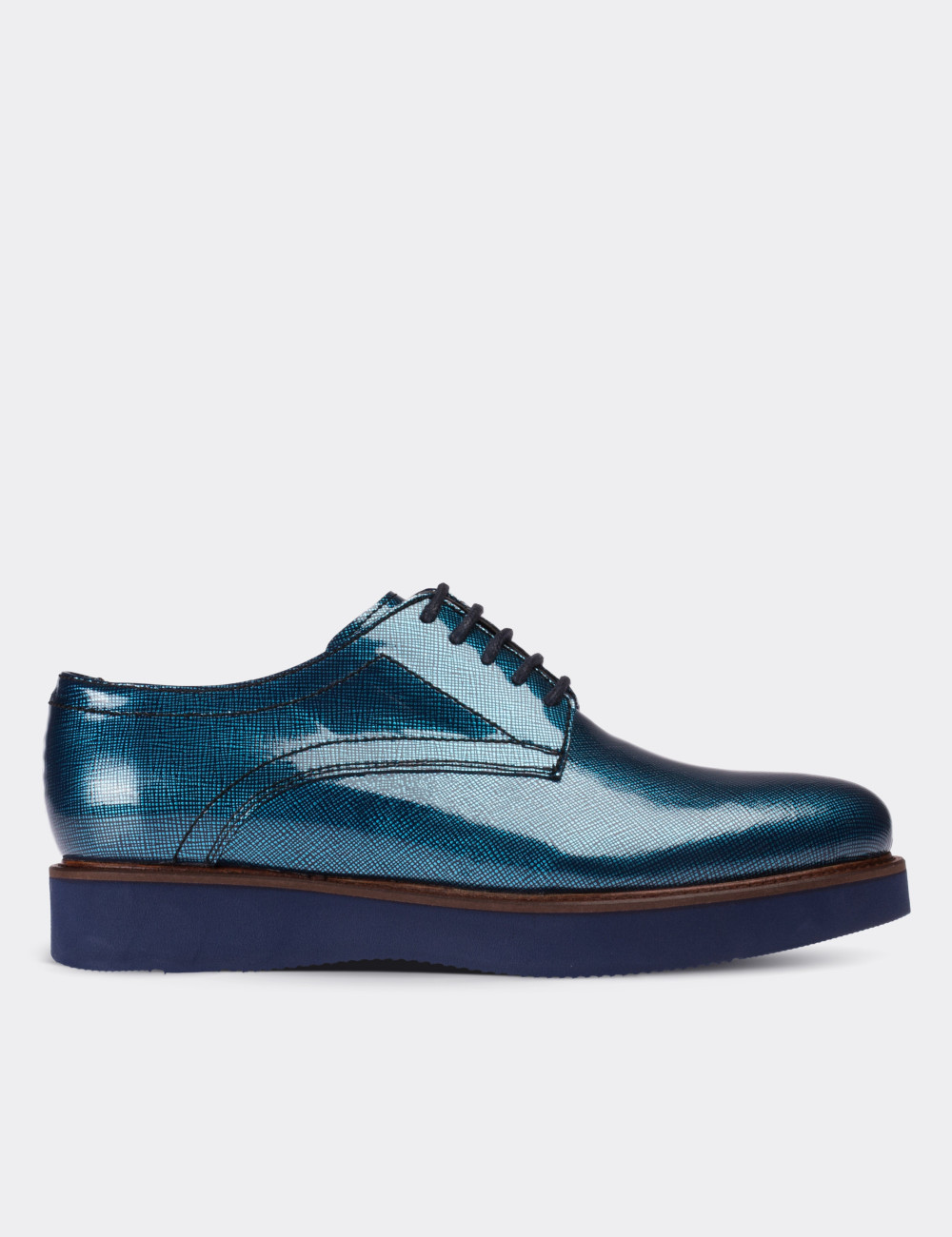 Blue Patent Leather Lace-up Shoes - 01430ZMVIE02