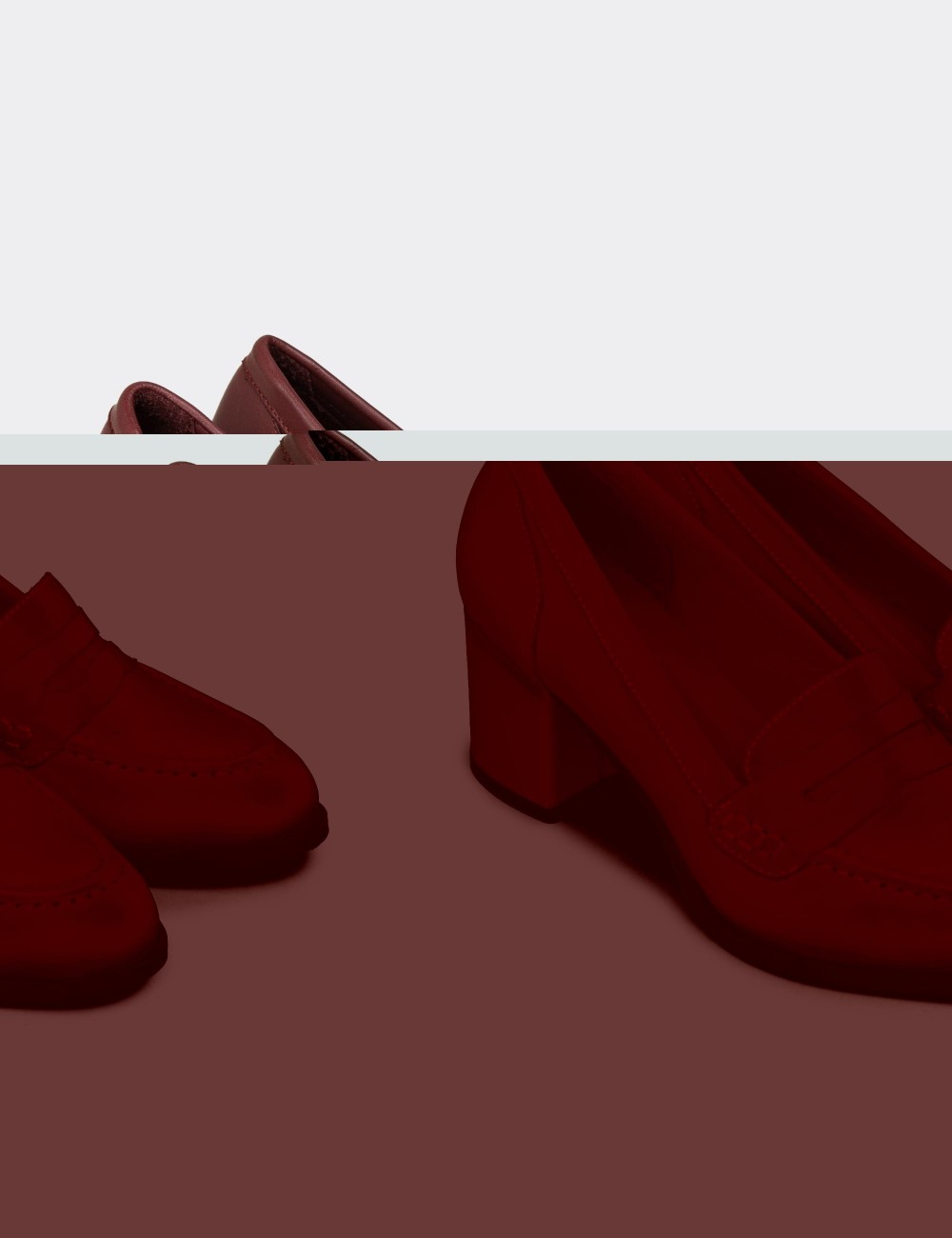 Women's Burgundy Leather Moccasins - A3440ZBRDM01 Women's Burgundy Leather Moccasins - A3440ZBRDM01