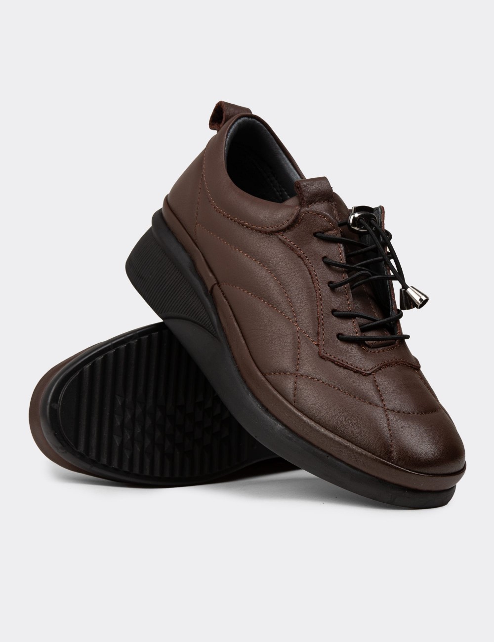 Women's Brown Leather Lace-Up Shoes - N0123ZKHVC01 Women's Brown Leather Lace-Up Shoes - N0123ZKHVC01