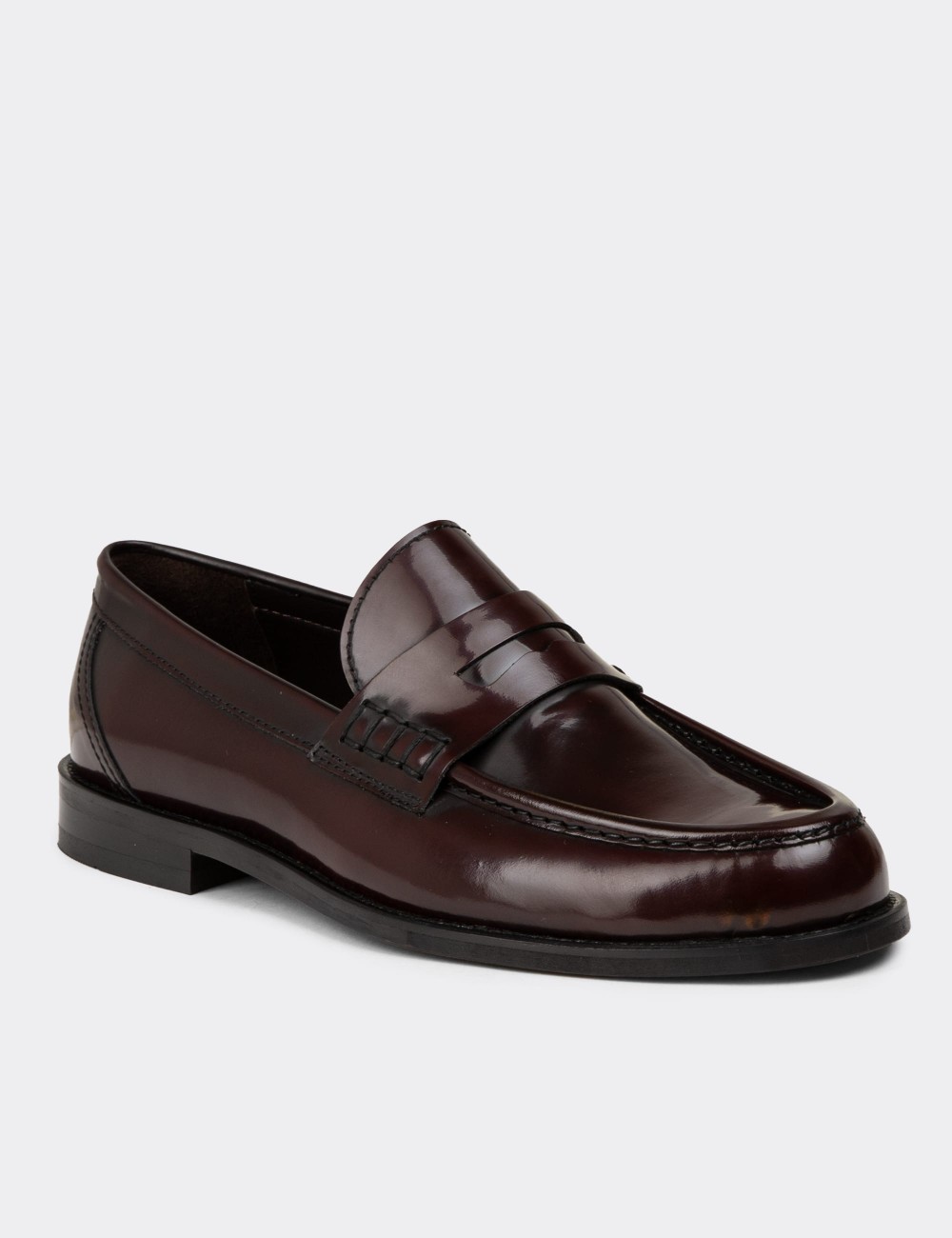 Men's Burgundy Leather Loafers - 02000MBRDM01 Men's Burgundy Leather Loafers - 02000MBRDM01