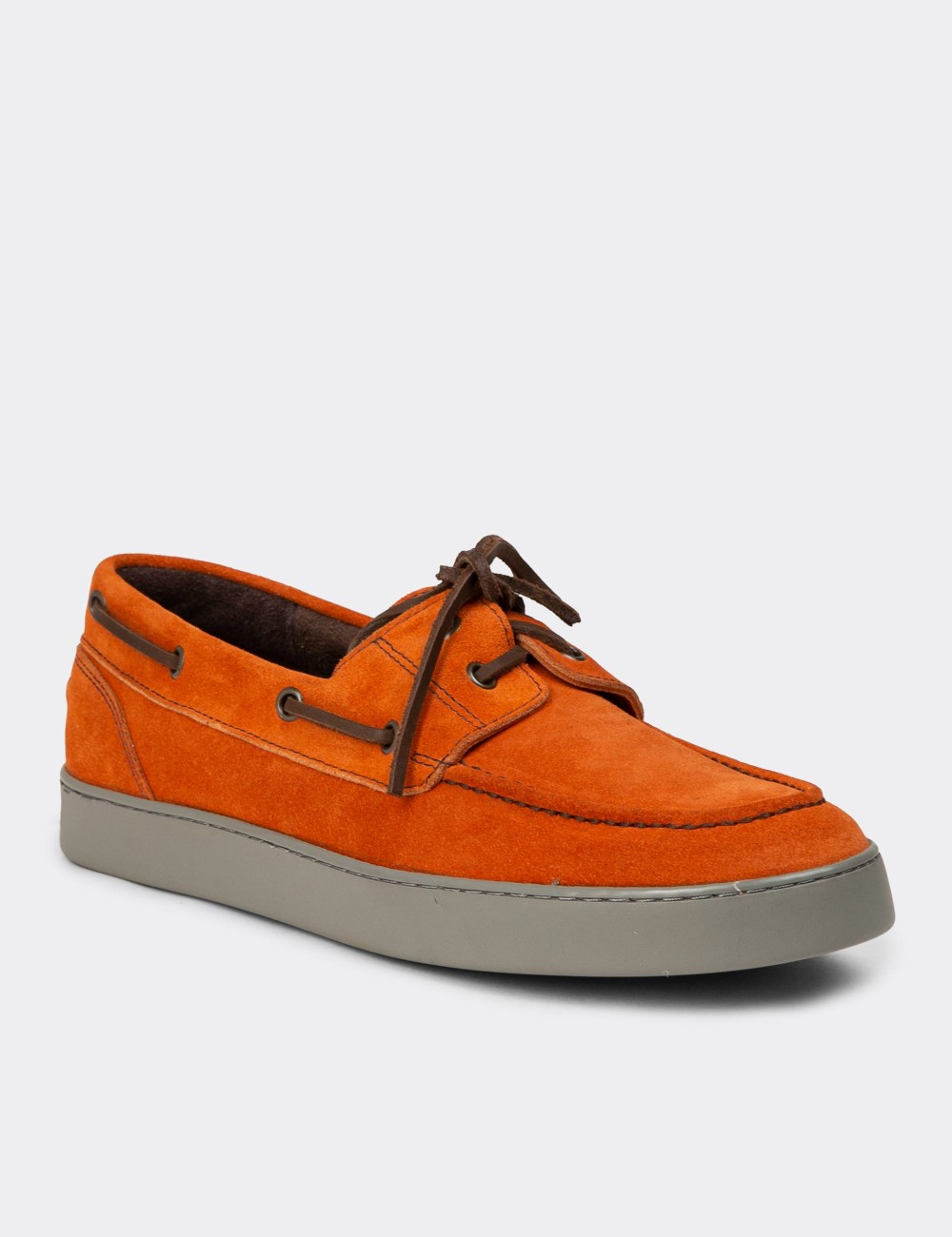 Men's Orange Suede Leather Nautical Lace-up Shoes - 01952MTRCC01 Men's Orange Suede Leather Nautical Lace-up Shoes - 01952MTRCC01