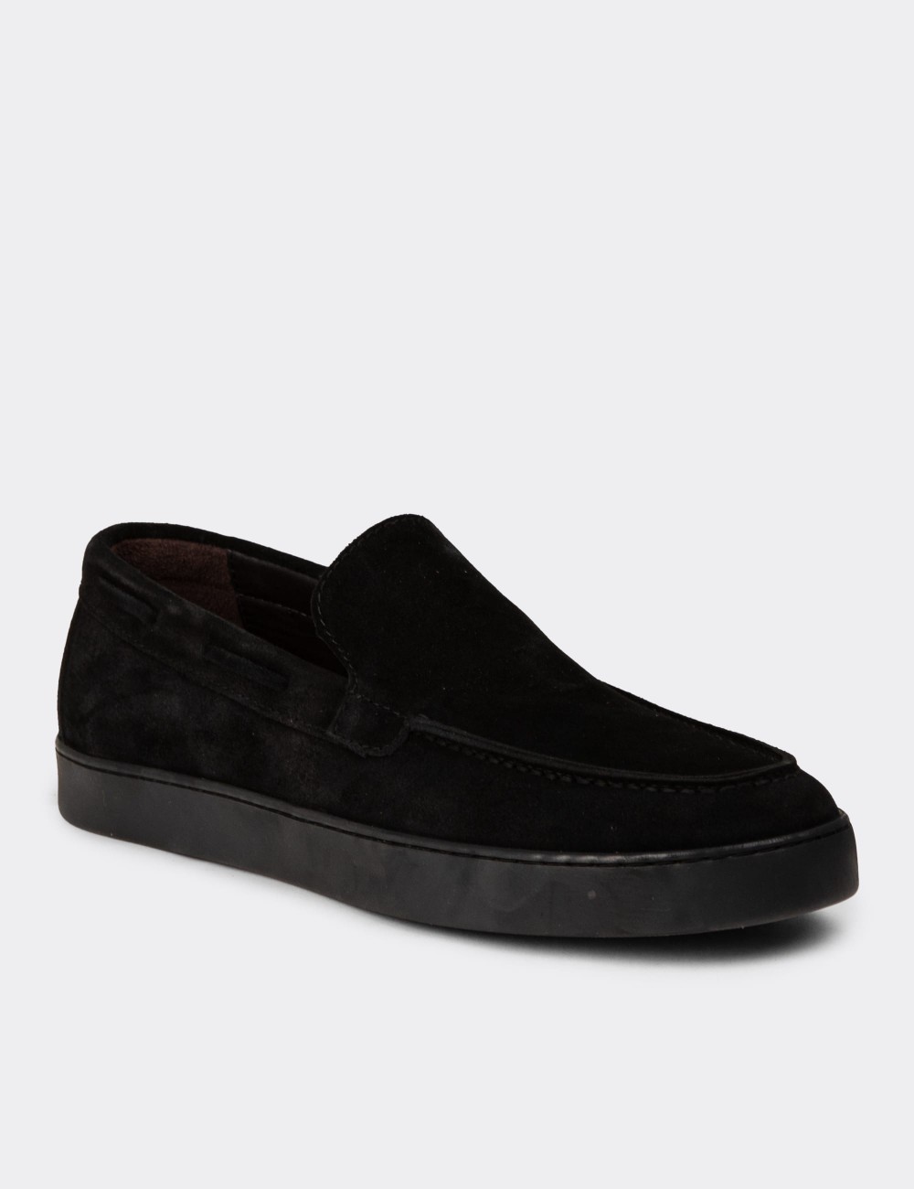 Men's Black Suede Leather Slip-On Shoes - 01993MSYHC01 Men's Black Suede Leather Slip-On Shoes - 01993MSYHC01