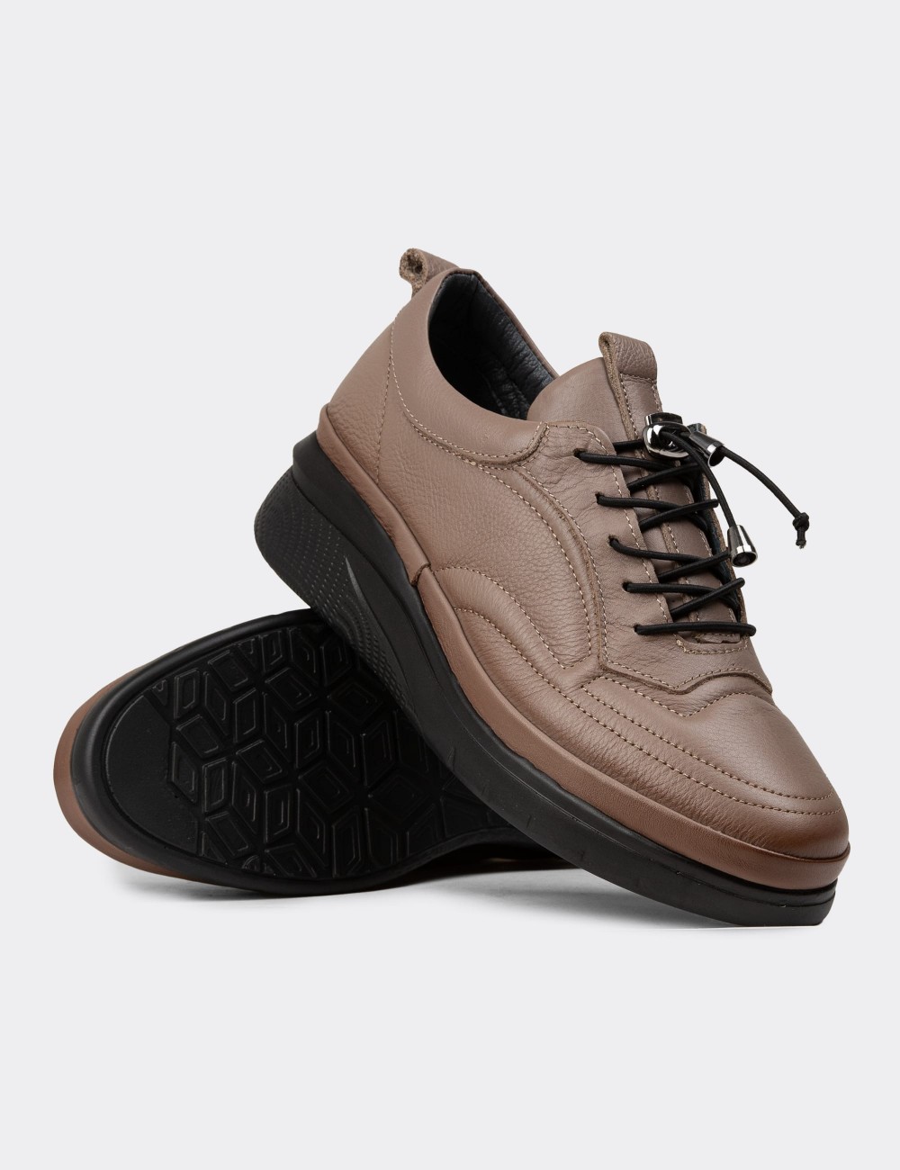 Women's Sandstone Leather Lace-up Shoes - N0120ZVZNC01 Women's Sandstone Leather Lace-up Shoes - N0120ZVZNC01