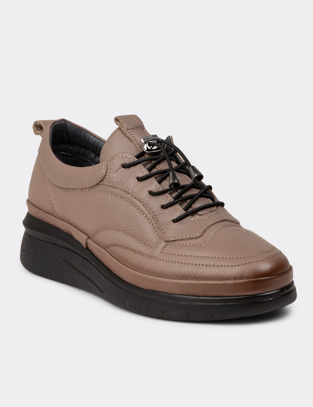 Women's Sandstone Leather Lace-up Shoes - N0120ZVZNC01 Women's Sandstone Leather Lace-up Shoes - N0120ZVZNC01