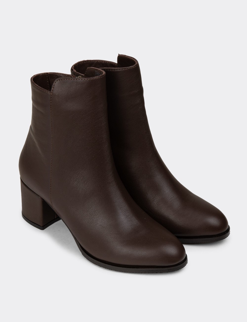 Women's Brown Leather Boots - A5810ZKHVC01 Women's Brown Leather Boots - A5810ZKHVC01