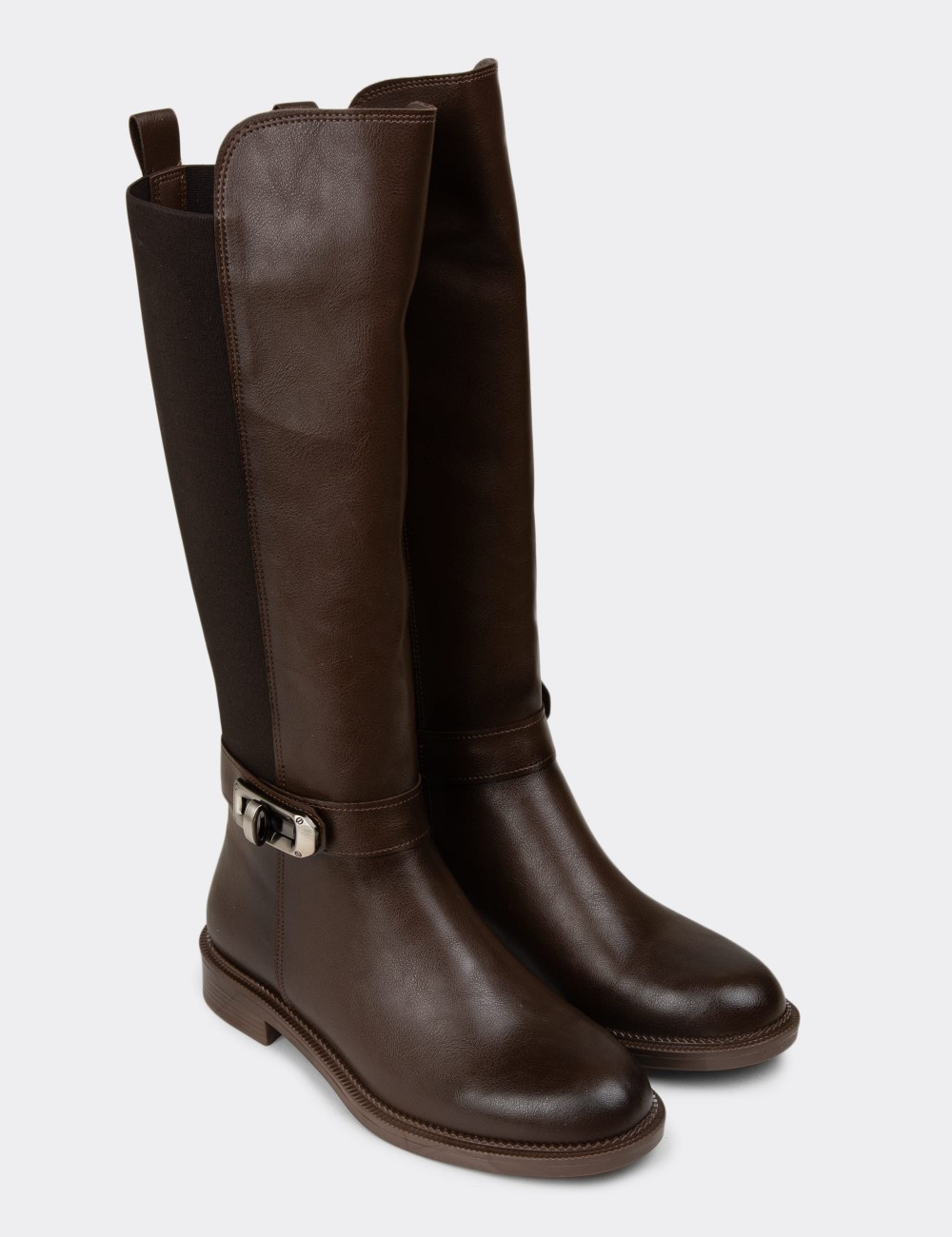 Women's Knee-High Brown Boots - K8020ZKHVC01 Women's Knee-High Brown Boots - K8020ZKHVC01