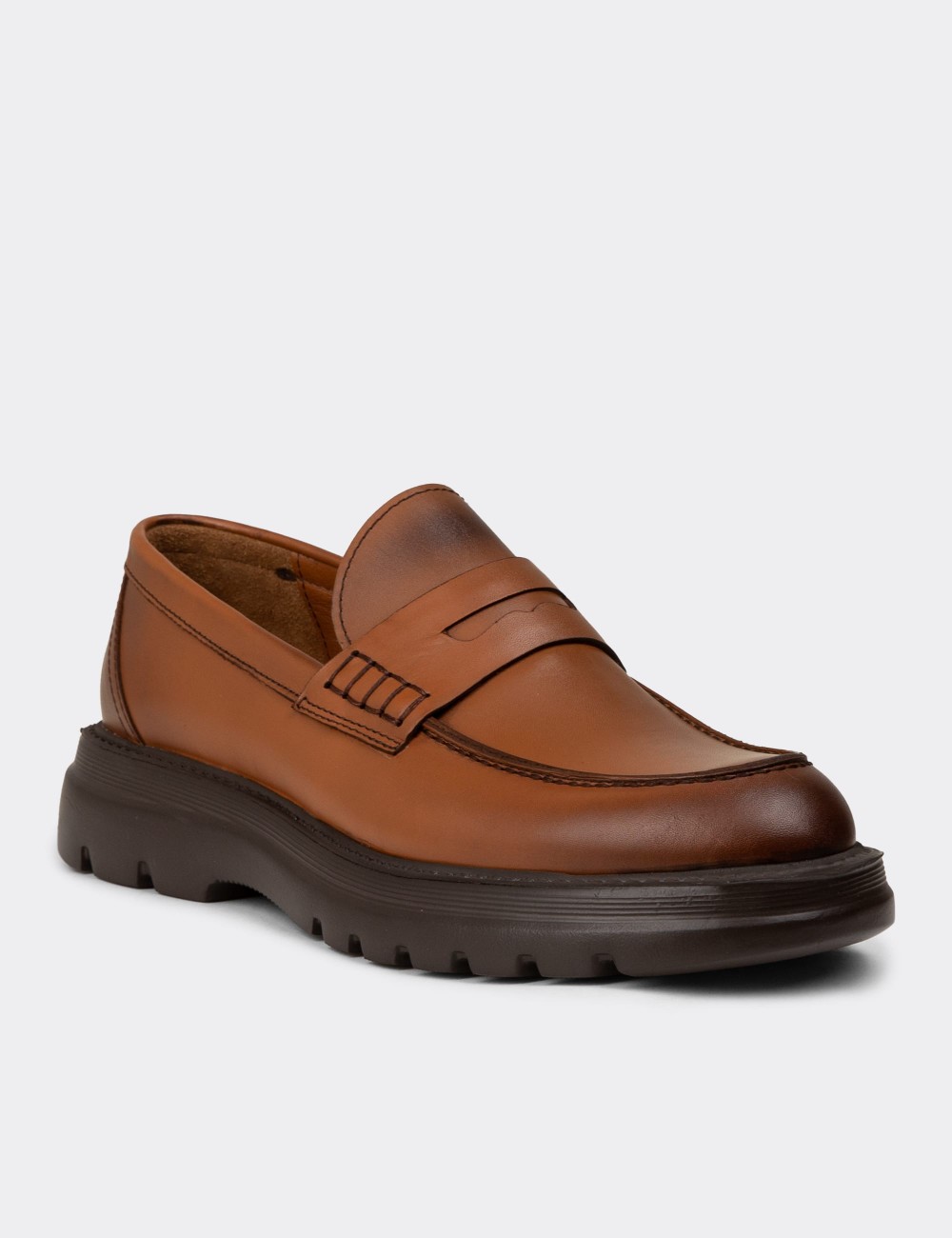 Men's Tan Leather Loafers - 02006MTBAE01 Men's Tan Leather Loafers - 02006MTBAE01