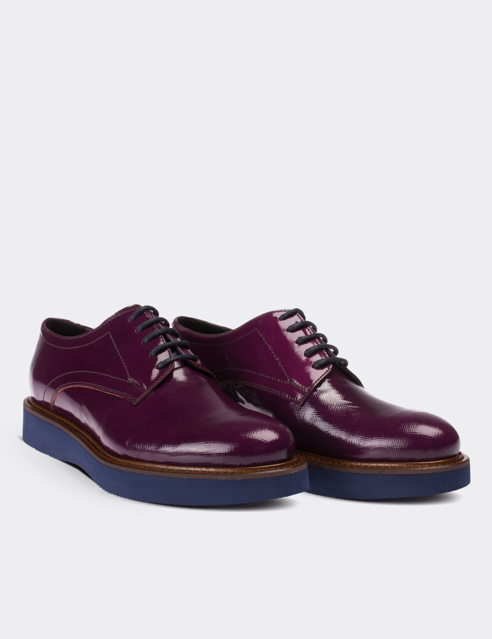 Purple Patent Leather Lace-up Shoes - 01430ZMORE03