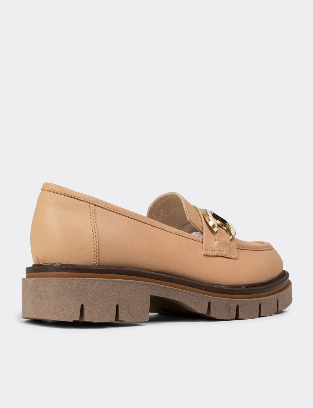 Women's Beige Leather Slip-On Shoes - F2313ZPDRE01 Women's Beige Leather Slip-On Shoes - F2313ZPDRE01