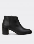 Women's Black Leather Ankle Boots