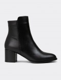 Women's Black Leather Ankle Boots