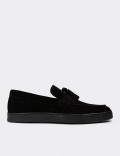 Men's Black Suede Leather Slip-On Shoes