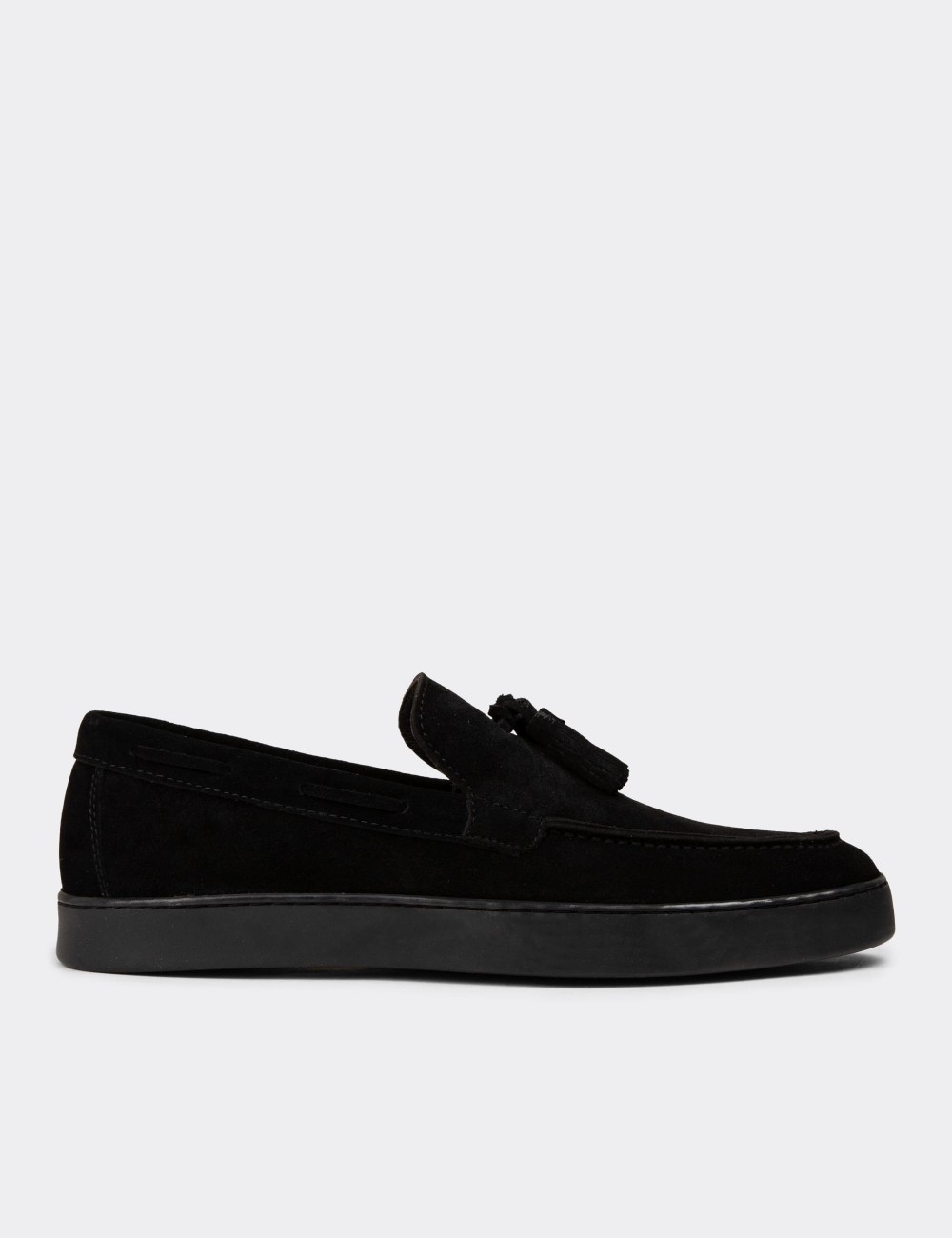 Men's Black Suede Leather Slip-On Shoes - 01994MSYHC01 Men's Black Suede Leather Slip-On Shoes - 01994MSYHC01