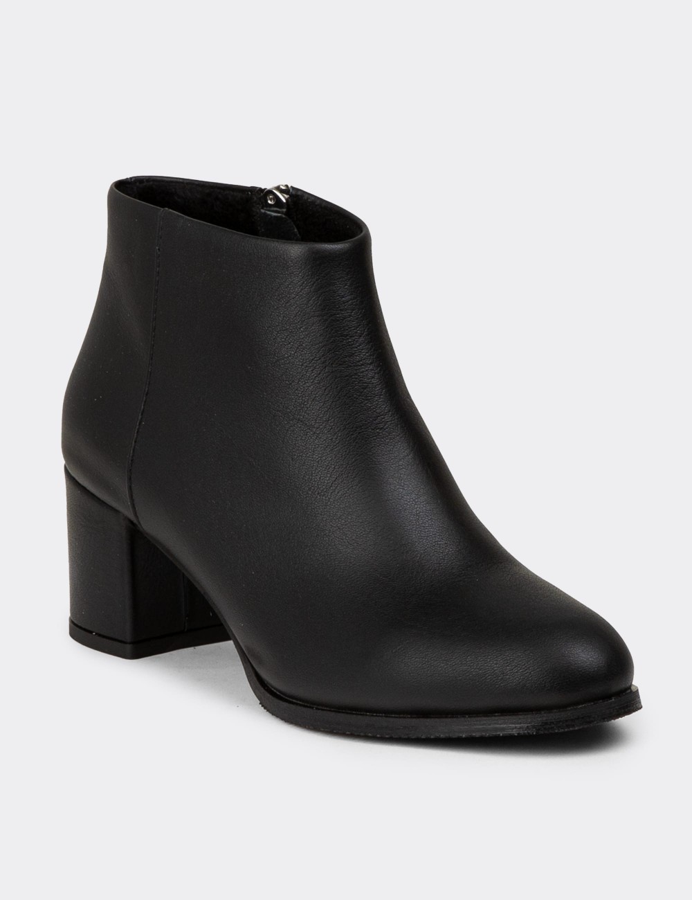 Women's Black Leather Ankle Boots - A3324ZSYHC01 Women's Black Leather Ankle Boots - A3324ZSYHC01