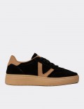 Women's Black Suede Leather Sneakers