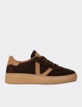 Women's Brown Suede Leather Athletic Shoes