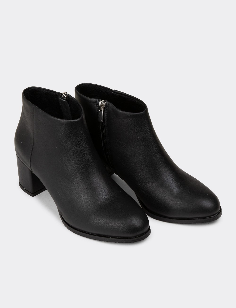Women's Black Leather Ankle Boots - A3324ZSYHC01 Women's Black Leather Ankle Boots - A3324ZSYHC01
