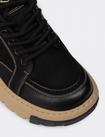 Men's Black Nubuck Leather Sneakers