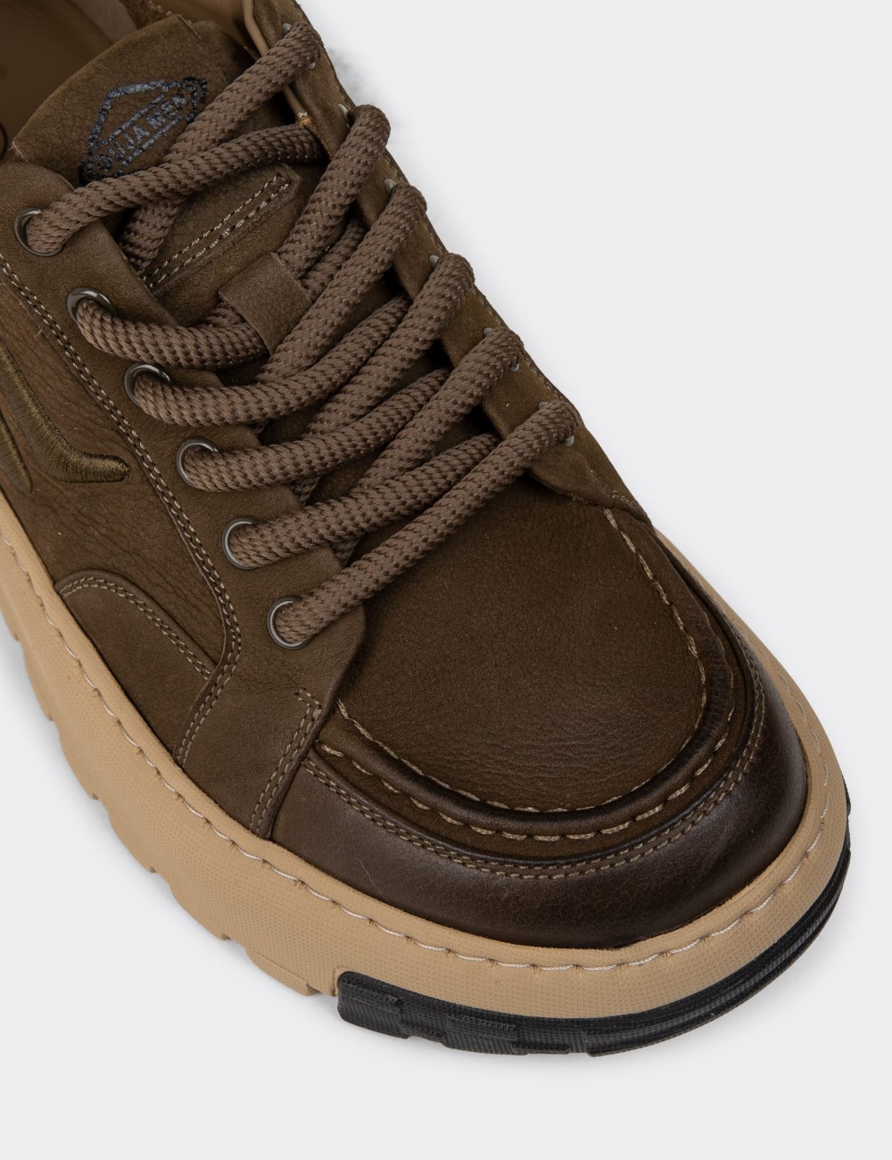 Men's Green Suede Leather Sneakers - 25552MHAKC01 Men's Green Suede Leather Sneakers - 25552MHAKC01