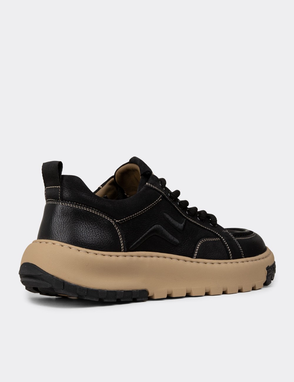 Men's Black Nubuck Leather Sneakers - 25552MSYHC01 Men's Black Nubuck Leather Sneakers - 25552MSYHC01