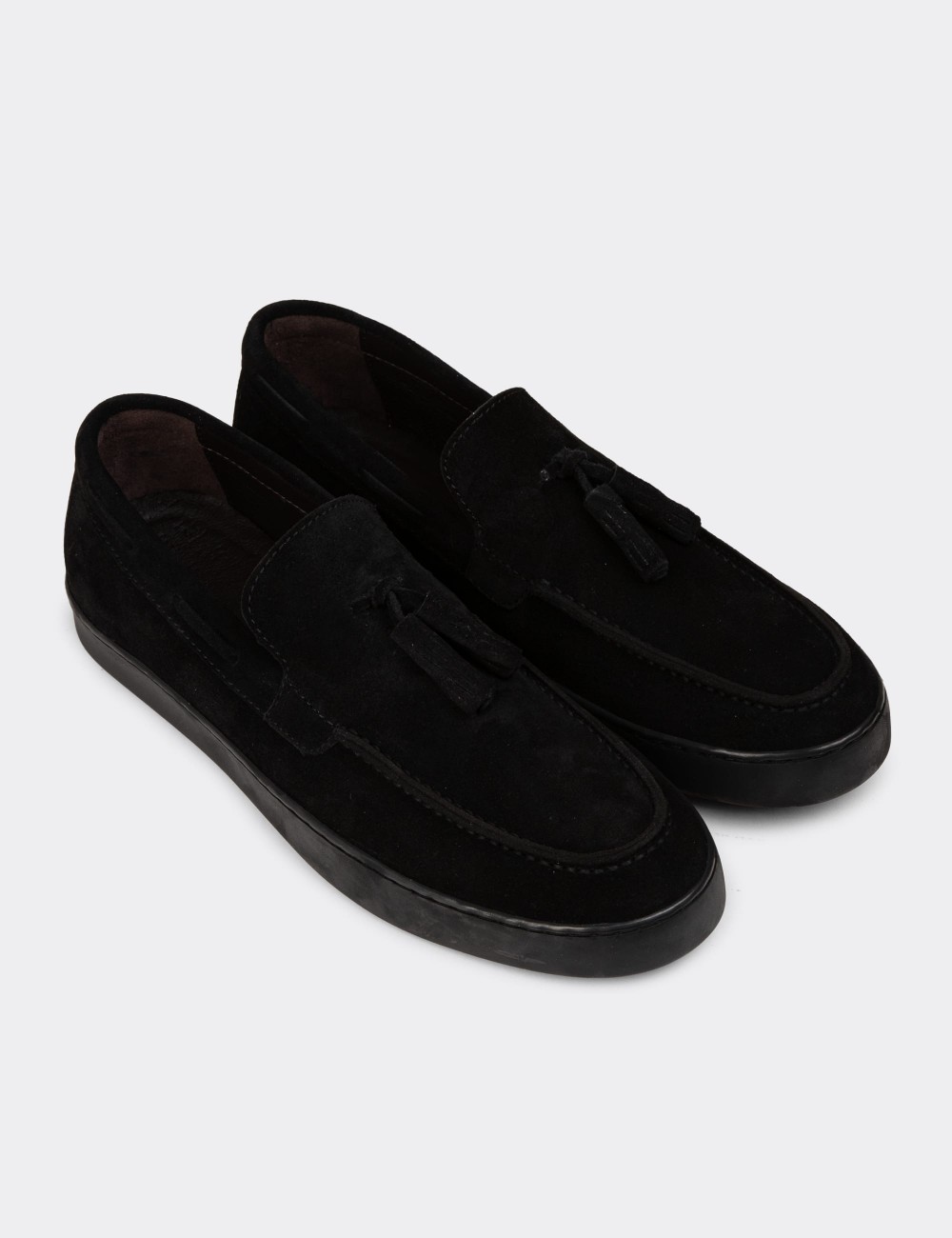 Men's Black Suede Leather Slip-On Shoes - 01994MSYHC01 Men's Black Suede Leather Slip-On Shoes - 01994MSYHC01