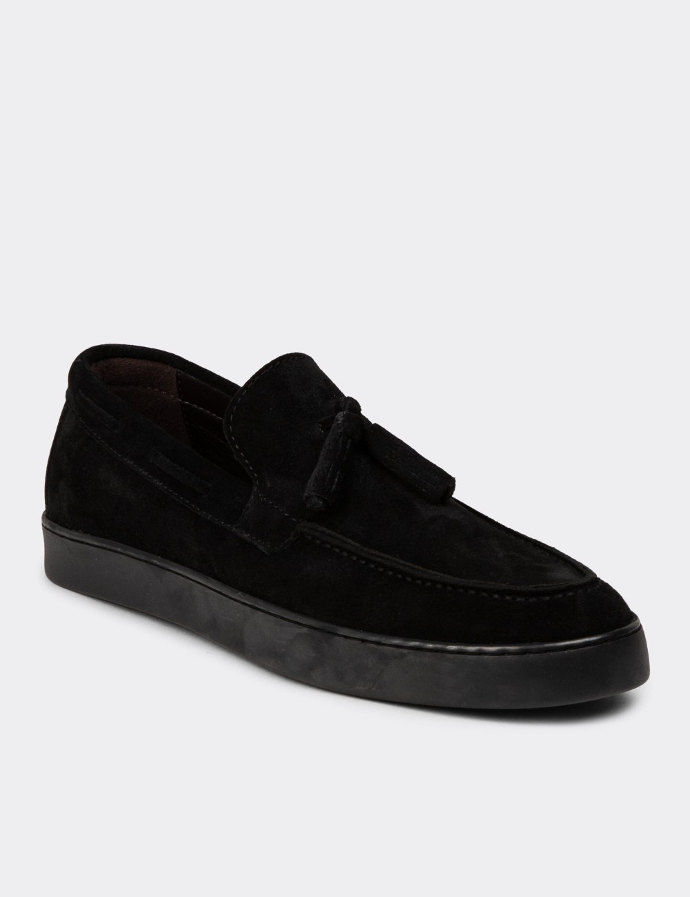 Men's Black Suede Leather Slip-On Shoes - 01994MSYHC01 Men's Black Suede Leather Slip-On Shoes - 01994MSYHC01