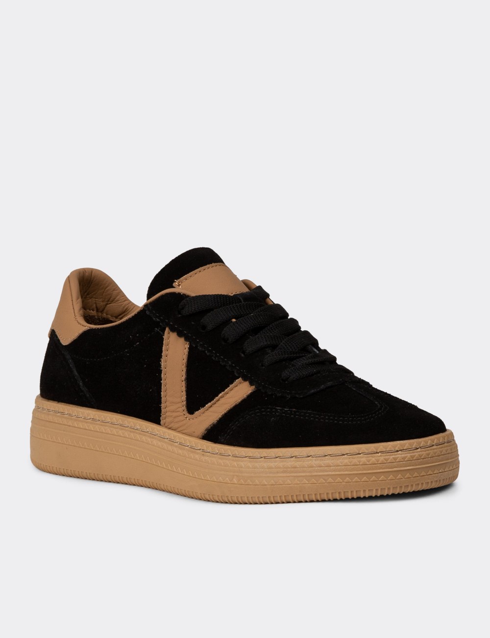 Women's Black Suede Leather Sneakers - N0170ZSYHC01 Women's Black Suede Leather Sneakers - N0170ZSYHC01