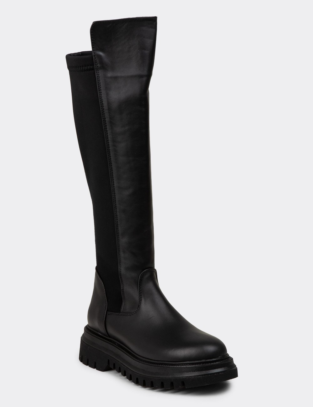 Women's Knee-High Black Boots - M1043ZSYHE01 Women's Knee-High Black Boots - M1043ZSYHE01