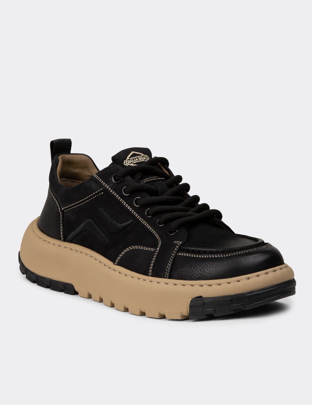 Men's Black Nubuck Leather Sneakers - 25552MSYHC01 Men's Black Nubuck Leather Sneakers - 25552MSYHC01