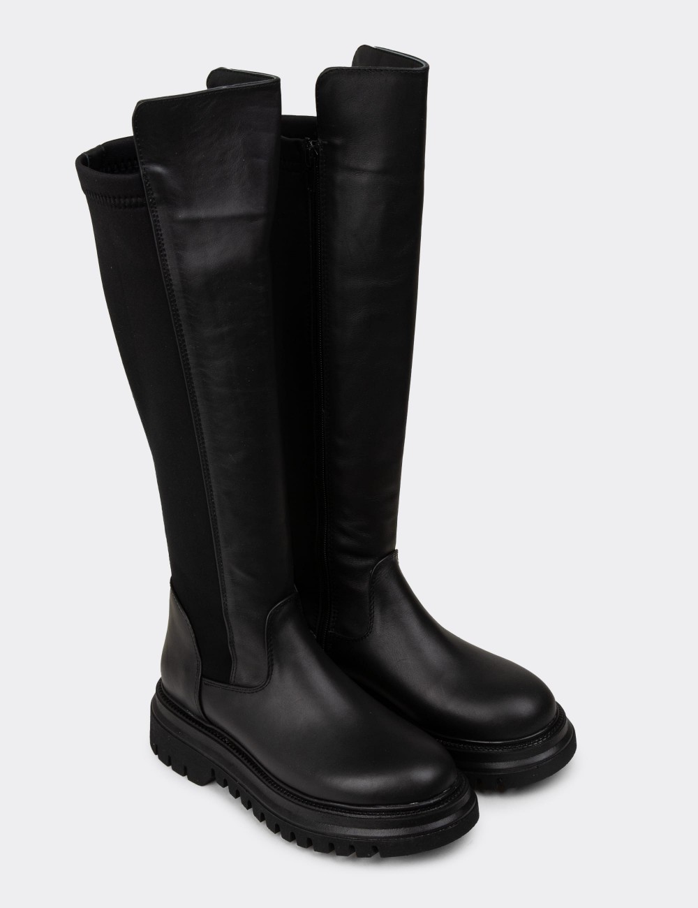 Women's Knee-High Black Boots - M1043ZSYHE01 Women's Knee-High Black Boots - M1043ZSYHE01