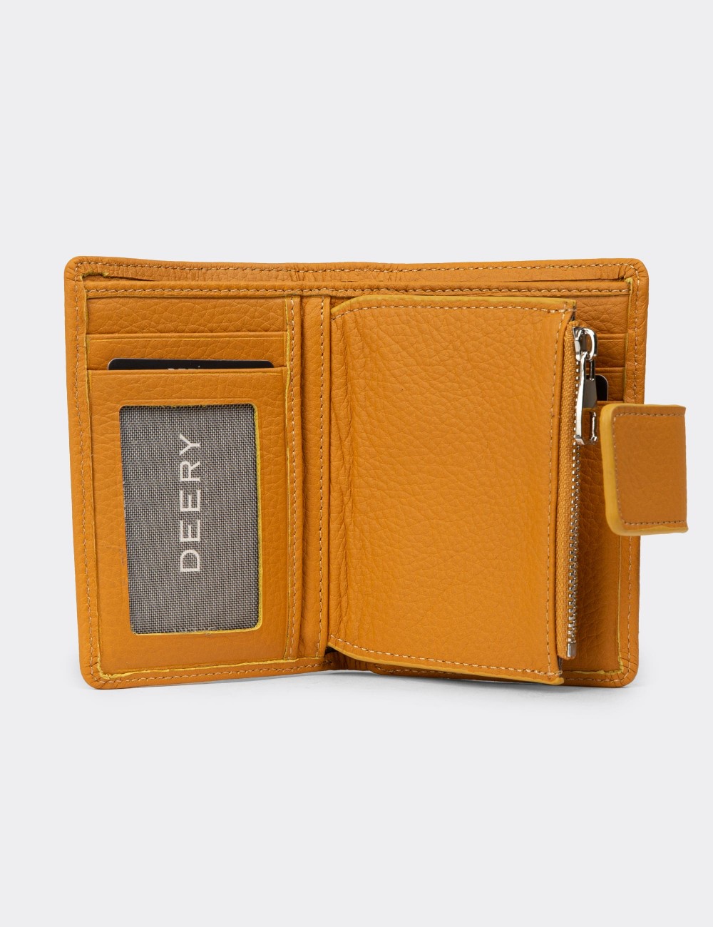 Women's Yellow Leather Wallet - 00918ZHRDZ01 Women's Yellow Leather Wallet - 00918ZHRDZ01