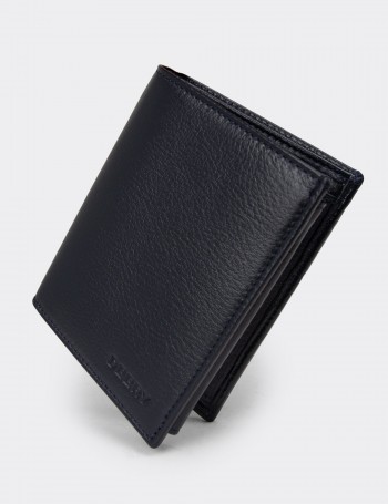 Men's Navy Leather Wallet