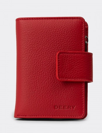 'Women's Red Leather Wallet' - 00918ZKRMZ01