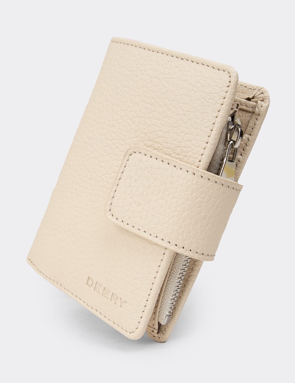 Women's Beige Leather Wallet - 00918ZBEJZ01