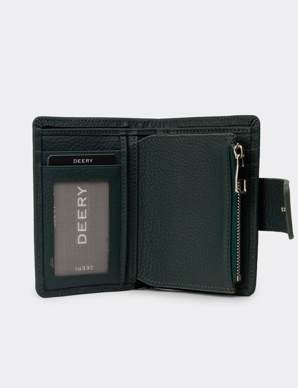 Women's Green Leather Wallet - 00918ZHAKZ01