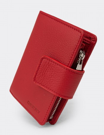 'Women's Red Leather Wallet' - 00918ZKRMZ01