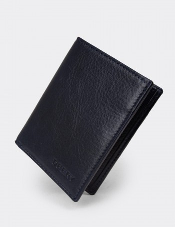Men's Navy Leather Wallet