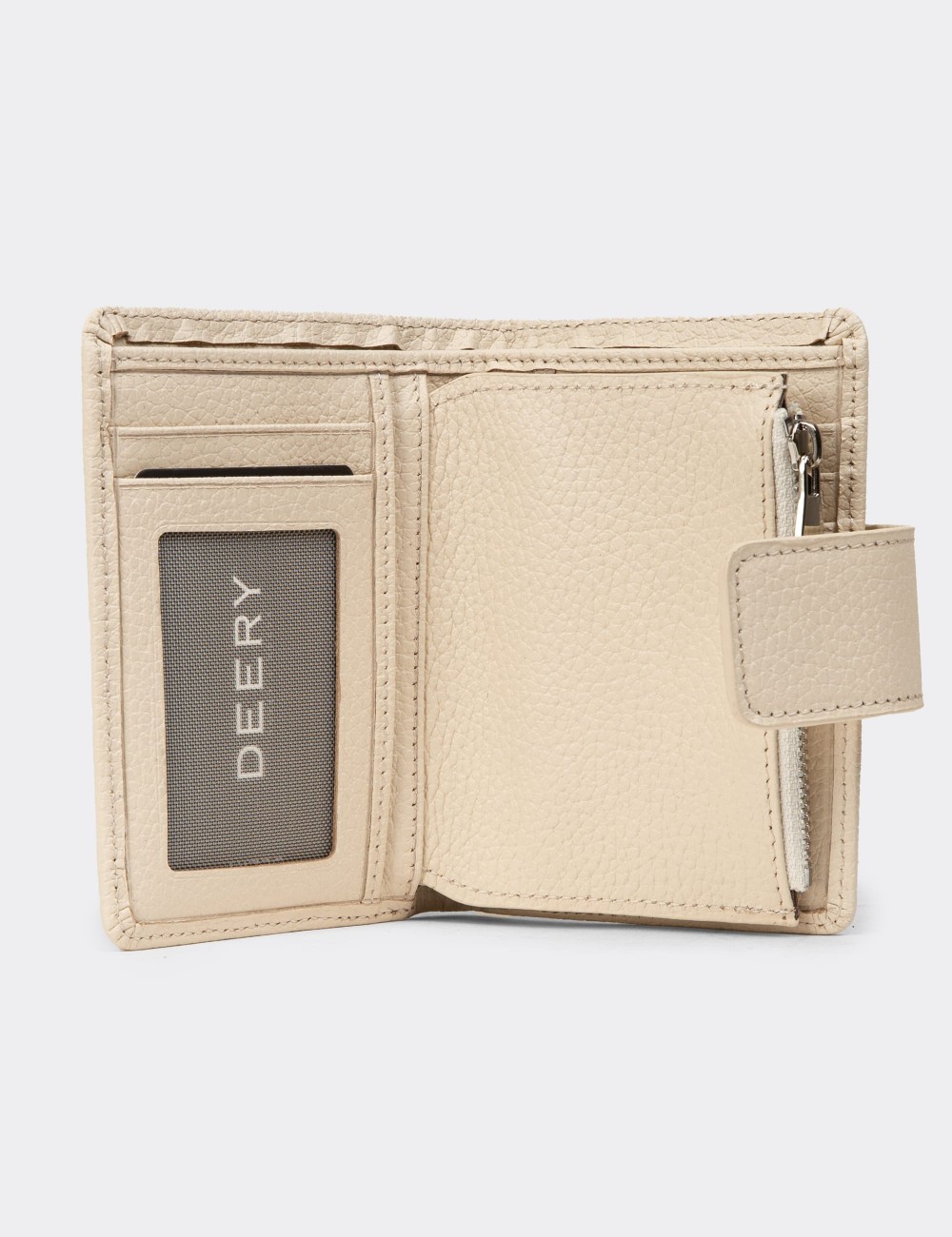 Women's Beige Leather Wallet - 00918ZBEJZ01