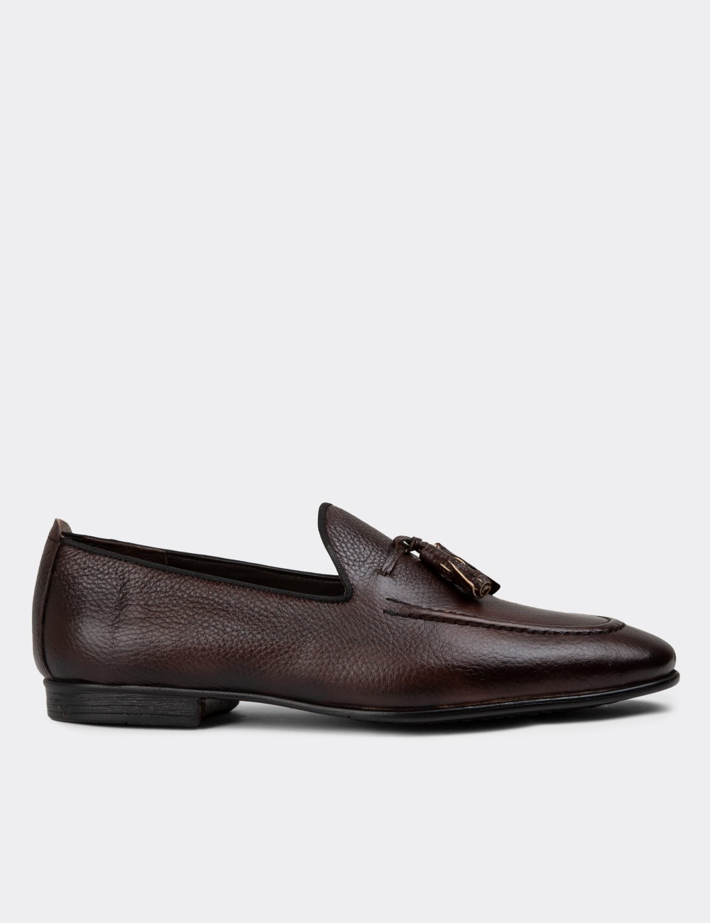 Men's Brown Leather Loafers - 01701MKHVC40