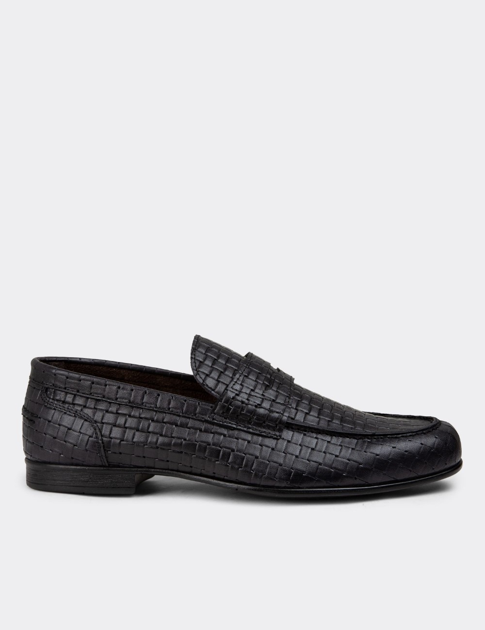Men's Black Leather Loafers - 01978MSYHC09 Men's Black Leather Loafers - 01978MSYHC09