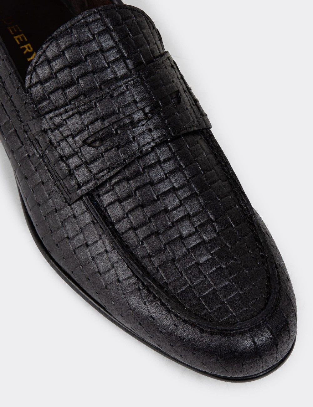 Men's Black Leather Loafers - 01978MSYHC09 Men's Black Leather Loafers - 01978MSYHC09