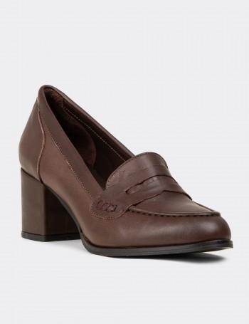 Women's Brown Leather Moccasins