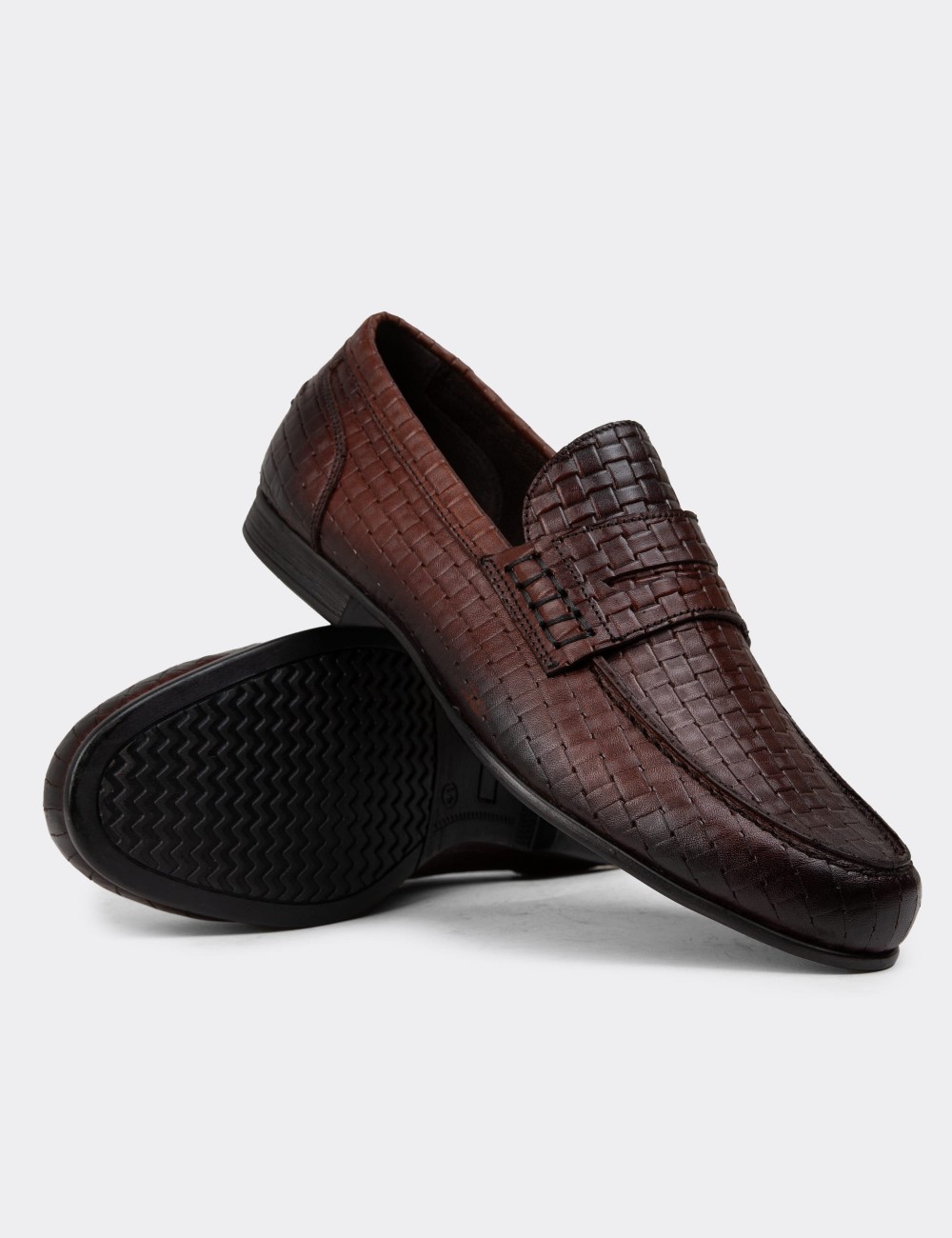 Men's Tan Leather Loafers - 01978MTBAC21 Men's Tan Leather Loafers - 01978MTBAC21