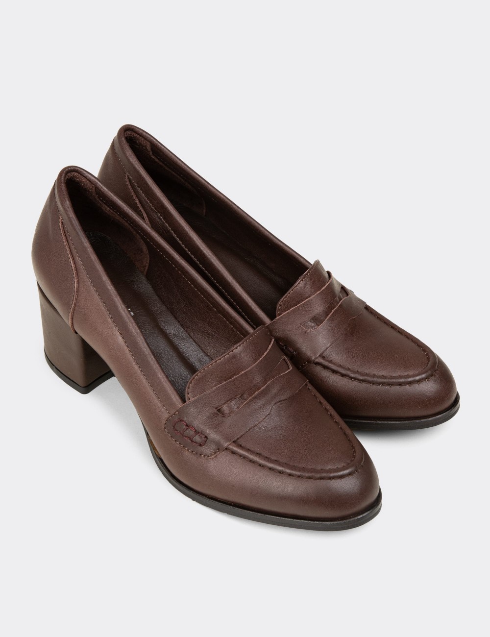Women's Brown Leather Moccasins - A3440ZKHVM01 Women's Brown Leather Moccasins - A3440ZKHVM01