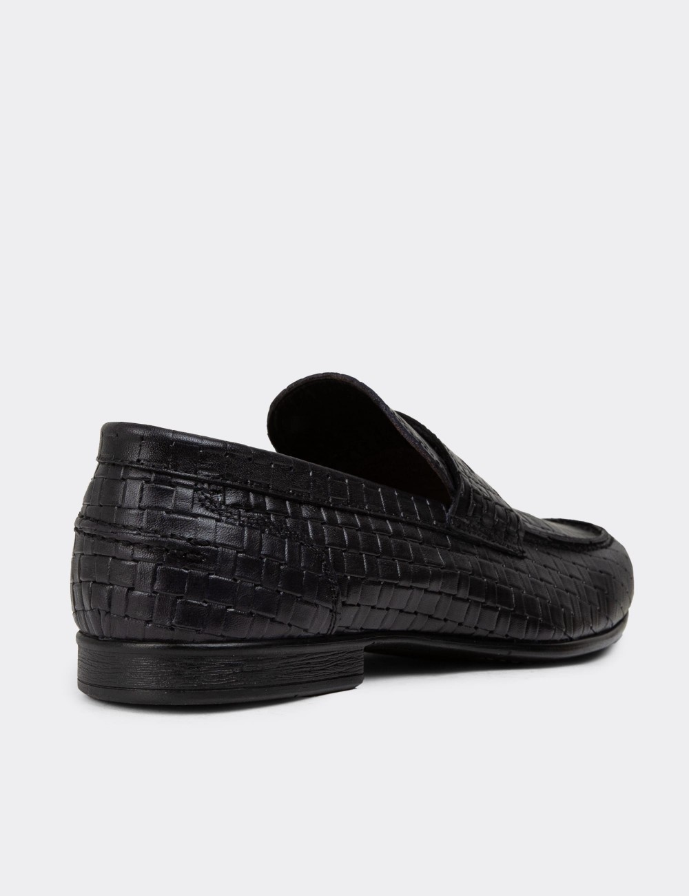 Men's Black Leather Loafers - 01978MSYHC09 Men's Black Leather Loafers - 01978MSYHC09