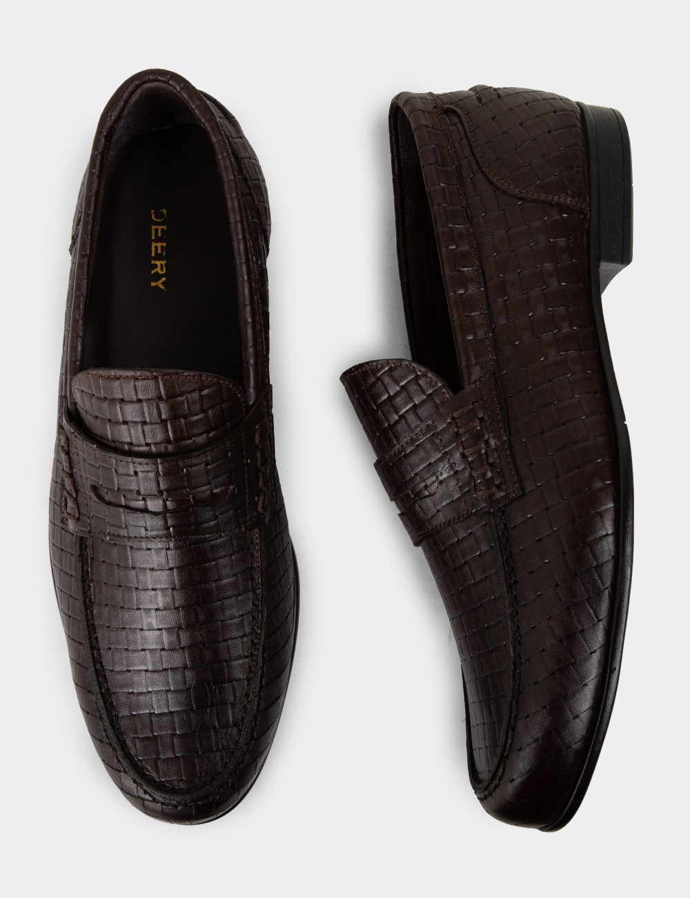 Men's Brown Leather Loafers - 01978MKHVC10 Men's Brown Leather Loafers - 01978MKHVC10